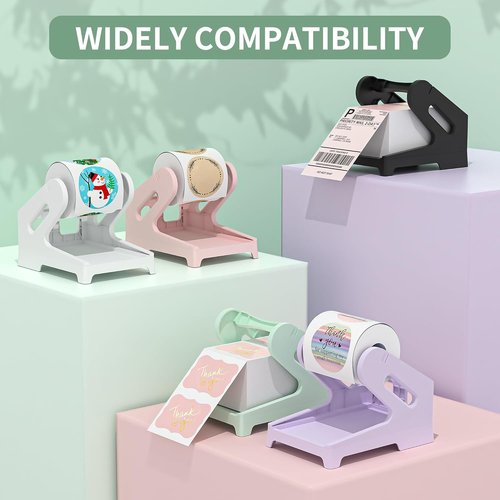 PONNOR Thermal Label Holder - Ideal for Rolls & Fanfold Labels | Fresh Green Desktop Printer Accessory