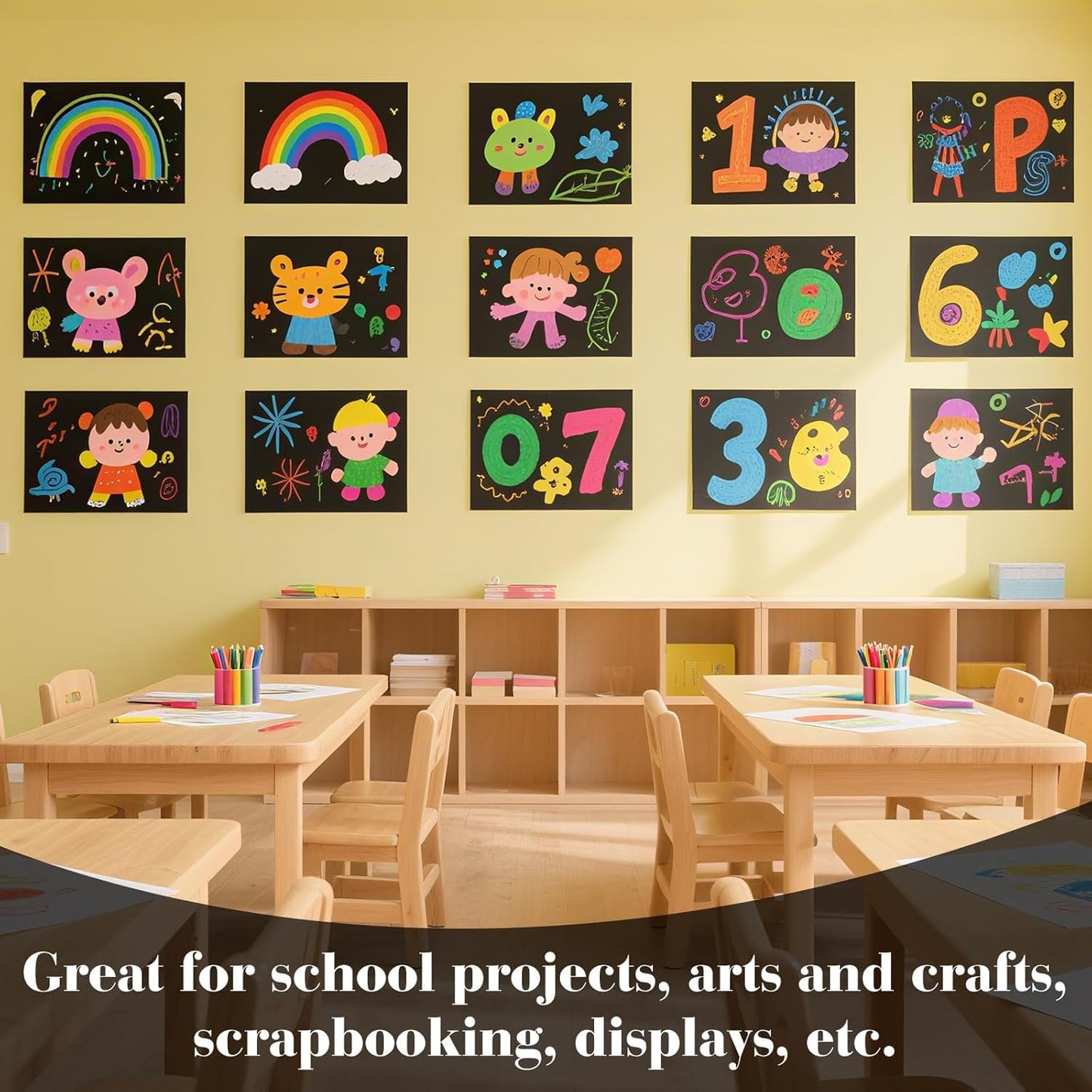 50 Pcs Black Poster Board Paper 14x18, ROOKEA Vision Boards Posterboard Bulk for School Projects Classroom Arts Craft Presentations Drawing Scrapbooking Blank Graphic Display