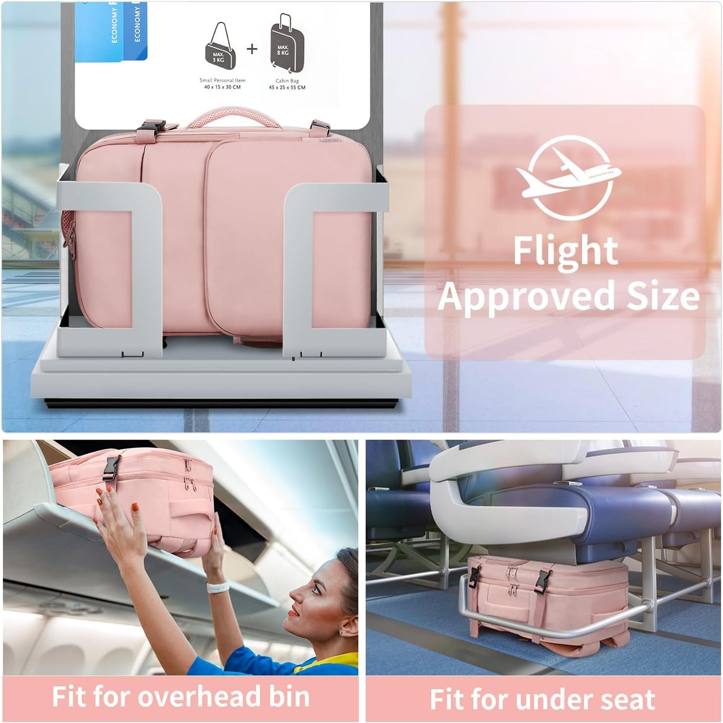 ZOMFELT Travel Backpack - TSA Approved 15.6-Inch Laptop Bag for Men & Women | Casual Pink Daypack