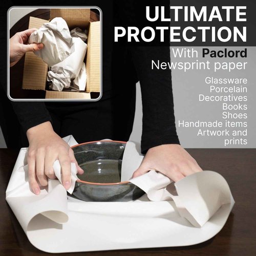 Paclord Large 24" x 1440' Newsprint Paper Roll - Extra 26 lbs Thick - Money Saving Equivalent to 1000pc 18"x17" Newsprint Sheets - for Wrapping, Shipping, Moving, and Void Filling