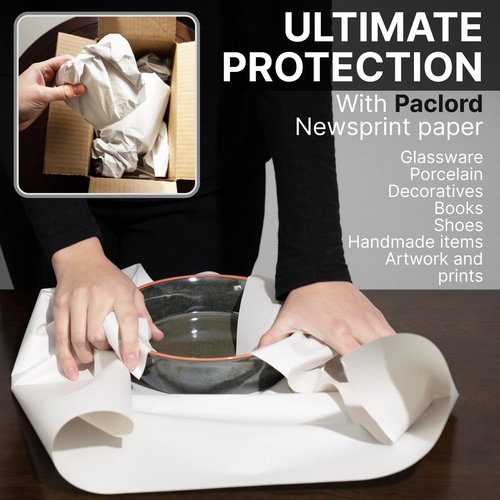 Paclord Large 18" x 1440' Newsprint Paper Roll - Extra 26 lbs Thick - Money Saving Equivalent to 1000pc 18"x17" Newsprint Sheets - For Wrapping, Shipping, Moving, and Void Filling
