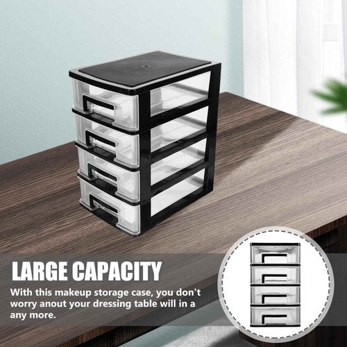 STOBOK Storage Containers, 4 Layers Plastic Storage Containers with Drawers Multifunctional Desktop Storage Box for Home, Office, Sundries Holder Plastic Storage Bins