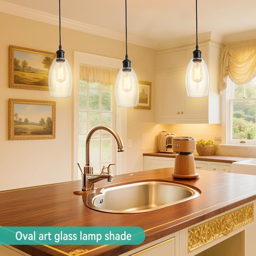 HGHYjrxfkl 1 Pack Oval Clear Glass Lamp Shade, with 1-5/8" Fitter Opening, Mini Glass Pendant light Shade,Lamp Shade Replacement for Chandelier,Floor lamps,Table Lamps,Wall Sconces.
