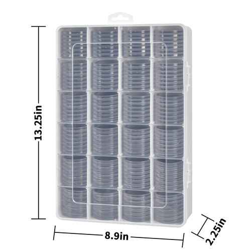 168 Pcs 46mm Coin Capsules Case with Foam Gasket and Plastic Storage Organizer, Coin Holder for Collectors, 8 Sizes (16 20 25 27 30 35 40 46mm). Coin box for Coin Collection Supplies Only-Black Gasket