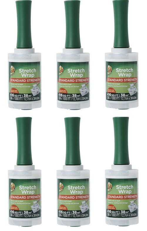 Duck Brand Stretch Wrap Roll, Clear, 5 inches by 1000 feet, 285849, Set of 6