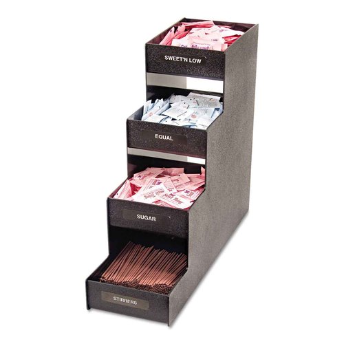 Vertiflex Commercial Grade Narrow Condiment Organizer, 8 Compartments, 6 x 19 x 15.88, Black