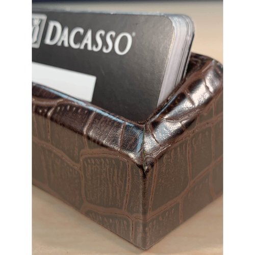 Dacasso Brown Crocodile Embossed Leather Business Card Holder
