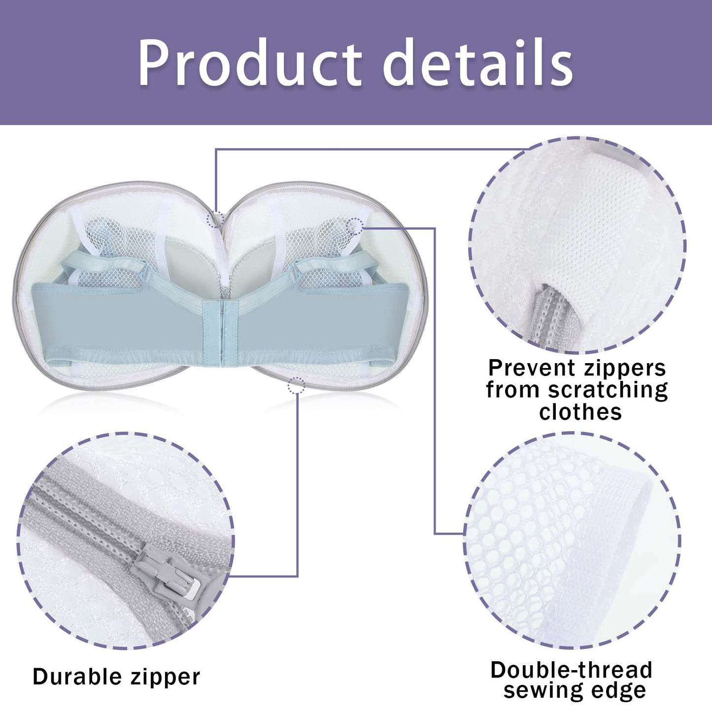 Shappy 6 Pieces Bra Washing Bag for Laundry Mesh Wash Lingerie Underwear Brassiere Washing Bags with Zipper for Women Laundry Storage(7.87 Inch,Gray)