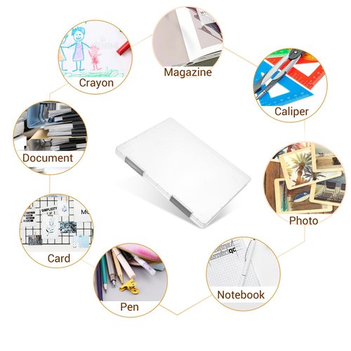 Meyeyaia 8Pcs A4 File Portable Project Case Transparent Plastic Storage Box with Buckle Thick Scrapbook Paper Storage Box for 8.5 X 11 Paper Document File Organizer Boxes Office School Supplies