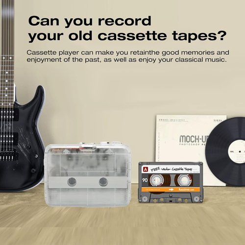 ASHATA Portable Cassette Player - Retro Tape to MP3 Converter with Earphones for PC & Laptop