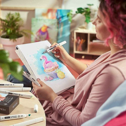 Arteza Marker Paper Pad and Everblend Art Markers Bundle, Drawing Art Supplies for Artist, Hobby Painters & Beginners