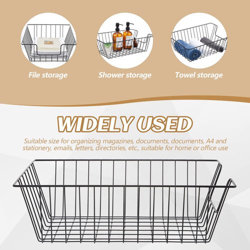 Yeaqee 12 Pcs Metal File Letter Tray Stackable Desk Organizer Paper Basket Paper Holder Bin Letter Trays for Office Home Classroom School, Black(16.5 x 12 x 5 Inches)