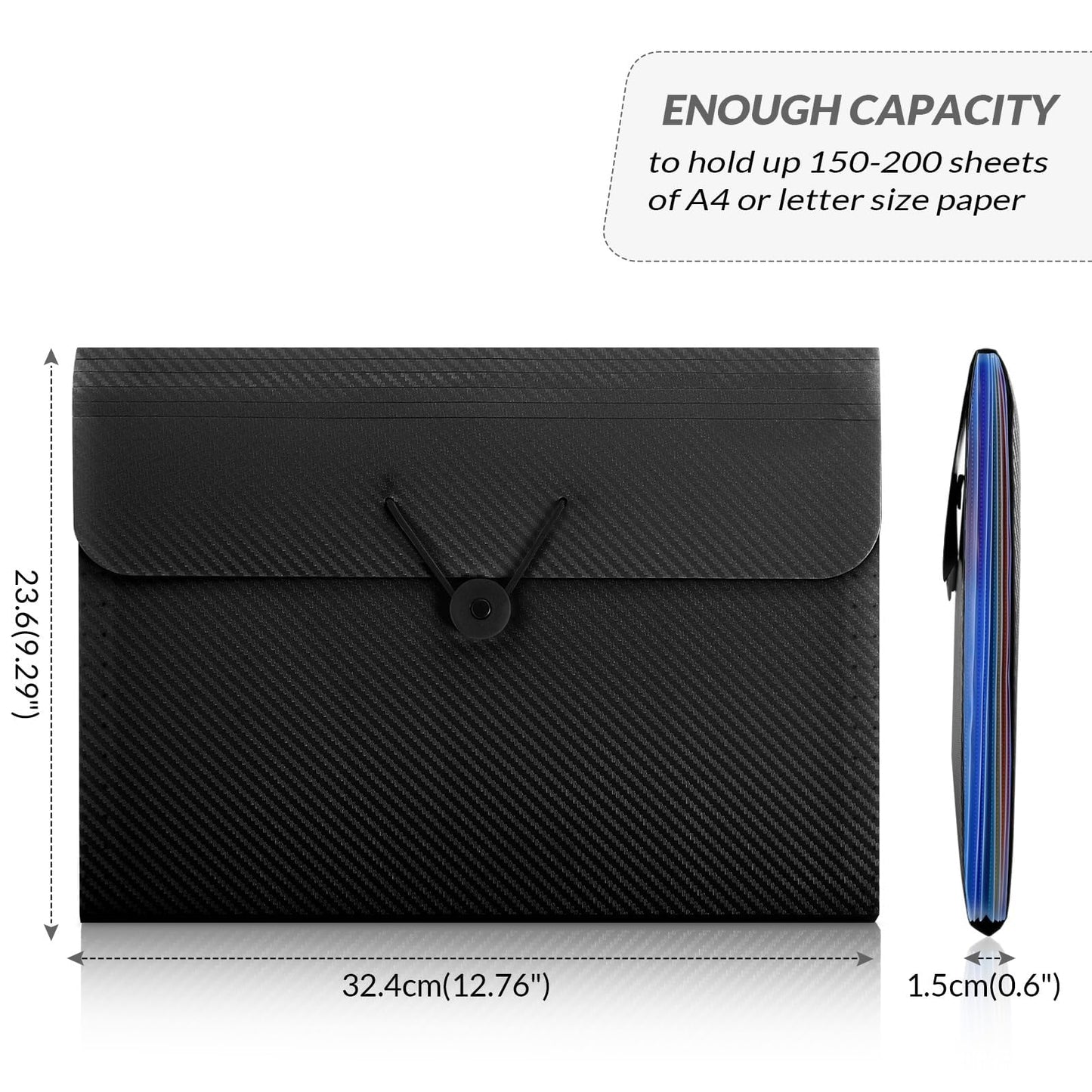 SKYDUE Accordion File Organizer, Expanding File Folder with 7 Pockets, Portable Receipt Paper Bill Document Organizer, Letter/A4 Size Filing Folder School Office Supplies, Black