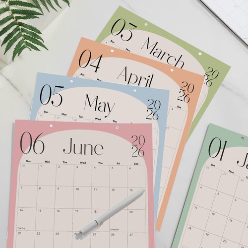 Vertical Arc Design Magnetic Calendar for Fridge January 2025 - June 2026, 13.5x11 Inches 18-Month Fridge Calendar Magnet, Perfect for Double Door French Fridge