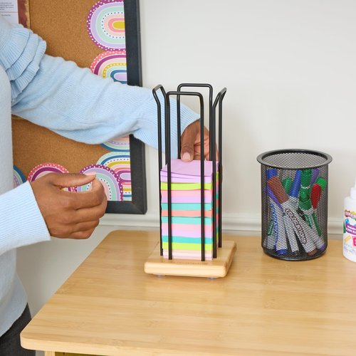 Really Good Stuff Sticky Note Tower - 1 Tower, 5"W by 5"D by 1"H, Notes Holder, Office And School Supplies, Teacher Must Haves, Aesthetic Desk Organizer