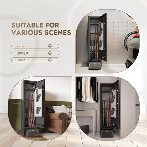 6 Gun Safes Electronic Gun Safe for Rifle and Pistols Quick Access Rifle Safes for Home with Drawer Gun Safe Clearance Gun Cabinets for Rifles and Shotguns Gun Locker with Adjustable Shelf Gun Rack