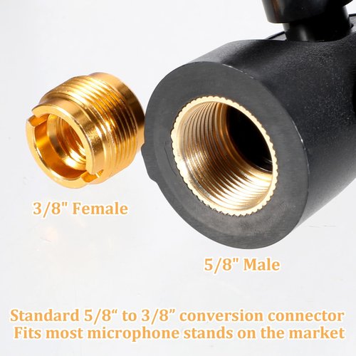 2 Pcs Universal Microphone Clip, Microphone Holder Adjustable Mic Holder for Microphones with 5/8" Male to 3/8" Female Screw Adapter