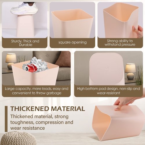 Amyhill 10 Pcs Square Plastic Trash Can Wastebasket Small Garbage Can Waste Basket for Bathroom Office Kitchen Living Room Bedroom Home Under Desk(Multicolor)
