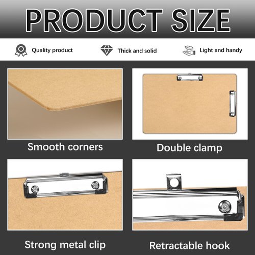 6 PCS Extra Large 11x17 clipboard, Wood Cleats with Low Profile Clips for Drawing, Sketching, and Art Boards, Landscape Layout (3.5mm Thickness