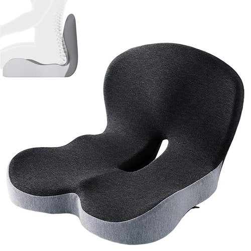 Nixegym Memory Foam Office Chair Cushion, L-Shaped Integrated Seat Cushions, Chair Seat Cushion for Lower Back Tailbone Protection, Ergonomic SeatCushion with Lumbar Support (Black Gray)