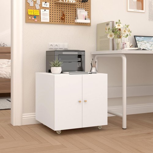 STEELIST Metal Printer Stand, Large Printer Table with Wheels, Heavy Duty Printer Cabinet Stand, Printer Stand with Storage, Modern Printer Stands for Home Office, Copier, Computer, Fax