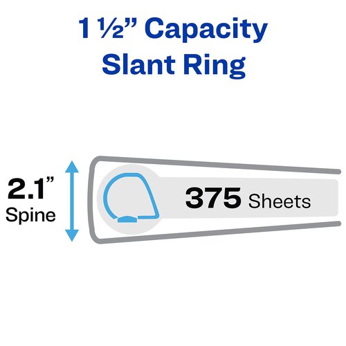 Avery Heavy-Duty View 3 Ring Binder, 1.5" Slant Rings, Holds 11" x 17" Paper, White Binders (6-Pack of 72125)