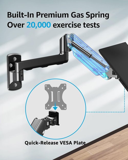 MOUNTUP Single Monitor Wall Mount - Fully Adjustable Arm for 32" Screens | Supports 4.4-19.8lbs