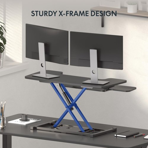 FLEXISPOT 36-inch Standing Desk Converter Height Adjustable Sit to Stand Up Workstation, Dual Monitor and Laptop Riser with Wide Keyboard Tray, Black