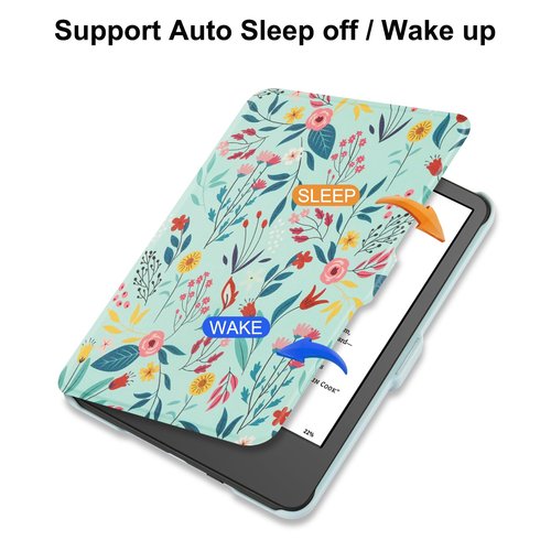 HGWALP Case for 6" All-New Kindle 11th Generation 2022 & Kindle 6" 11th 2024 Release Only, Folio Ultra Slim PU Leather Cover with Auto Sleep and Wake, Protective Case for Kindle 2022/2024-Spring Bloom