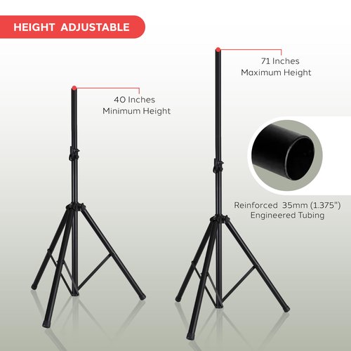 PYLE-PRO Universal Speaker Stand Mount Holder - 6’ft Heavy Duty Tripod w/Telescoping Height Adjustment 40” to 71” 35mm Compatible Insert Knob Style Lock Perfect for On-Stage or in-Studio Use AZPSTND2
