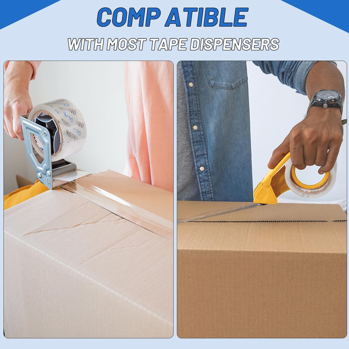 Oleitodh 36 Rolls Clear Packaging Tape with Dispenser, 1.88" X 60 yd Shipping Tape Bulk, Total 2160 Yards, 2.7 mil, 3" Core, Heavy Duty Packing Tape Refills for Moving Boxes, Package, Mailing