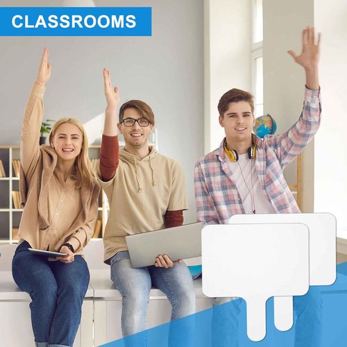 PATIKIL 10x8in Thickened Dry Erase Paddles, 32Pcs Handheld Double Side Square Answer Paddle Dry Erase Boards for Voting Office Party