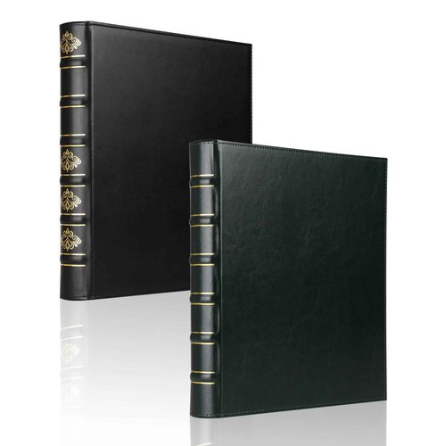 LETVPVOW 2 Pcs Vintage Hardback 3 Ring Binder 1 Inch, Professional Leather Binder 3 Ring, Three Ring Binders Fits 8.5 x 11, D Ring Binders for Home, School and Office- (1 Black and 1 Dark Green)