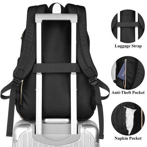 YAMTION Laptop Backpack Women,Backpack for Women USB for Business Work Office College Students Teacher,Black,17.3 inch