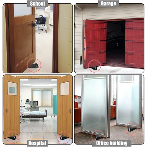 Big Door Stopper Heavy Duty Wedge Rubber Door Stop Works on All Floor Surfaces Height up to 1.9 Inches Non-Scratching Doorstops Special for Home Office School Heavy Door (4 Packs, Black)