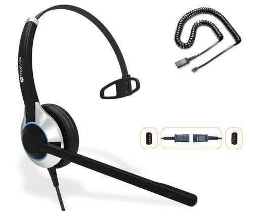 TruVoice HD-500 Office and Call Center Wired QD Headset with Noise Canceling Microphone and HD Speakers - Compatible with Mitel, Nortel, Avaya, Poly, Polycom, Shoretel, Digium, ESI, Fanvil Desk Phones