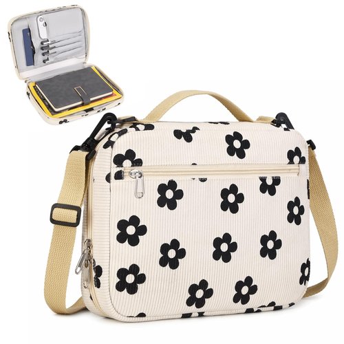 FADOVYE Bible Case for Women, Bible Covers Bible Carrying Book Case for Women Girls with Detachable Shoulder Strap and Durable Handle, Bible Gift Bible Protective Bag with Multi-Pockets, Floral