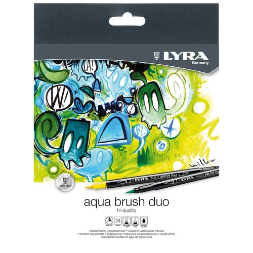LYRA Aqua Brush Duo Brush Painters, Set of 24 Pens, Assorted Colors (6521240)