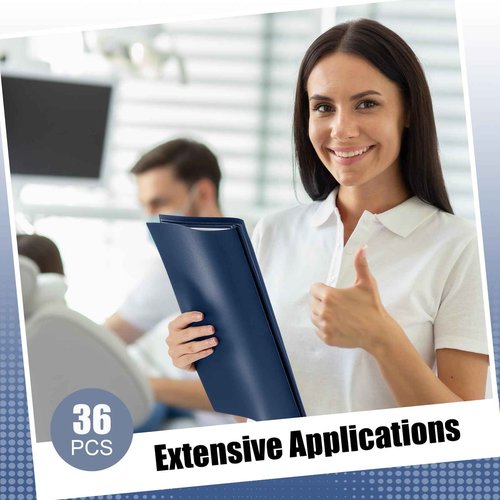 Teling 36 Pcs Report Covers with 3 Prong Fasteners Clear Front Presentation Folders Frame View Poly Report Folder Presentation Binder for Paper Document School Office (Navy Blue)