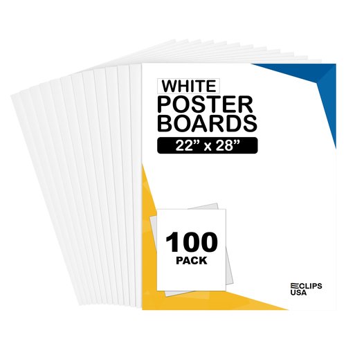 Poster Board, White Poster Paper 22x28, Poster Board, Poster Board Bulk, Large Poster Board, School Supplies, 100 Pack (White, 22 x 28)
