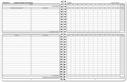 BookFactory Rental Property Record Book - 100 Pages Wire-O Log for Landlords | 8.5'' x 11'' Size