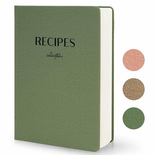 hi!SCI Recipe Book to Write in Your Own Recipes, Blank Recipe Notebook with 192 Pages, 7" x 10" Hardcover Recipe Journal for Family Cooking Lover, Diy Cookbook to Organize Your Recipes(Sage Green)