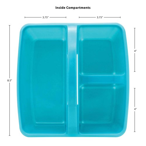 Teacher Created Resources Portable Plastic Storage Caddy for Classrooms, Kids Room, and Office Organization, 3 Compartment, Teal, 6-Pack