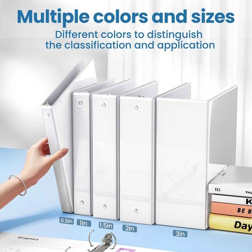 SUNEE 3 Ring Binder 1 Inch 12 Pack, Clear View Binder Bulk Three Ring PVC-Free (Fit 8.5x11 Inches) for School or Office Supplies, White