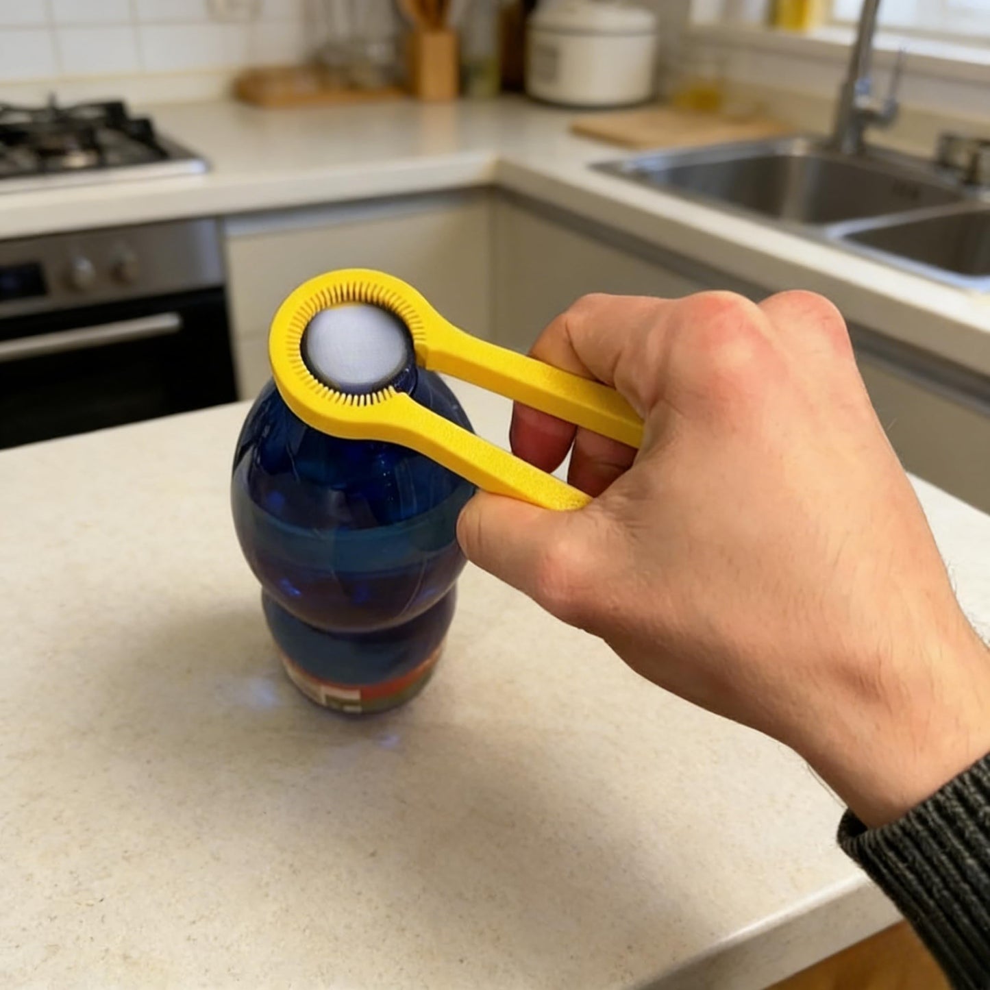 1pcs Home Kitchen Rotating Bottle Opener, Effortless Bottle Opening Tool, Ergonomic Grip, for Beer, Soda Bottles, Practical Kitchen Gadget (yellow)