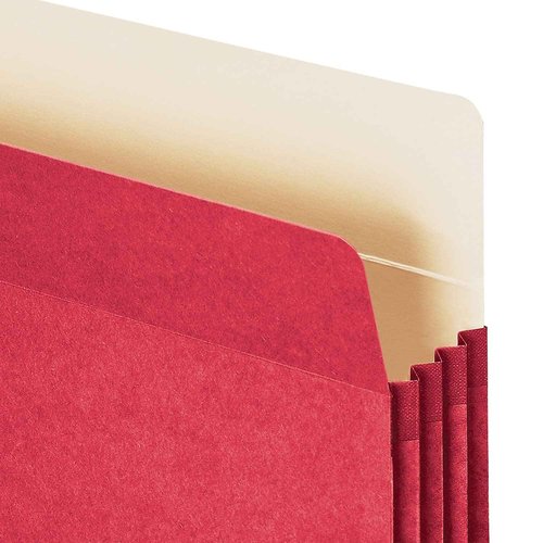 Smead File Pocket, Straight-Cut Tab, 3-1/2" Expansion, Letter Size, Red, 25 per Box (73231)