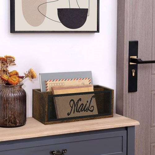 YINMIT Mail Organizer Countertop, Mail Holder with 2 Slots, Mail Holder for Desk, Desk Mail Organizer, Mail Basket for Wall Table Countertop, Envelope Holder for Home Office