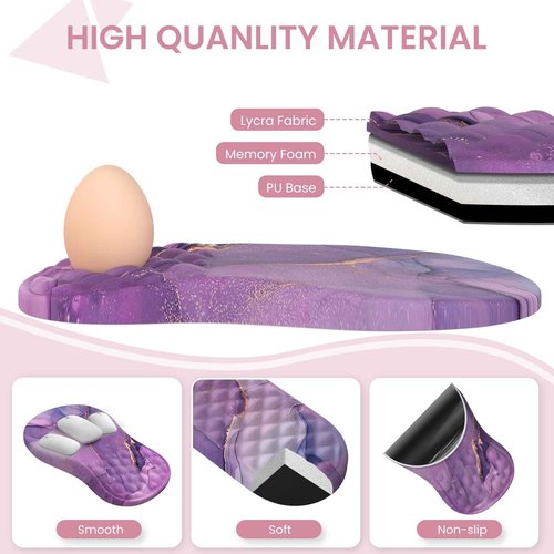 Anyshock Mouse Pad Set for Women Desk, Massage Mouse Pad with Wrist Support, Extended Desk Pad Mat, Wrist Pad for Keyboard, Ergonomic Mouse Pad and Keyboard Pad (Purple Marble)