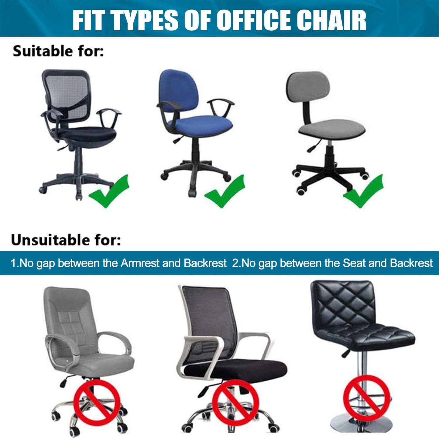 Smiry Stretch Printed Office Computer Chair Covers, Universal Washable Removable Desk Rotating Chair Slipcovers Protector, Seat + Backrest Cover - Brown and Blue