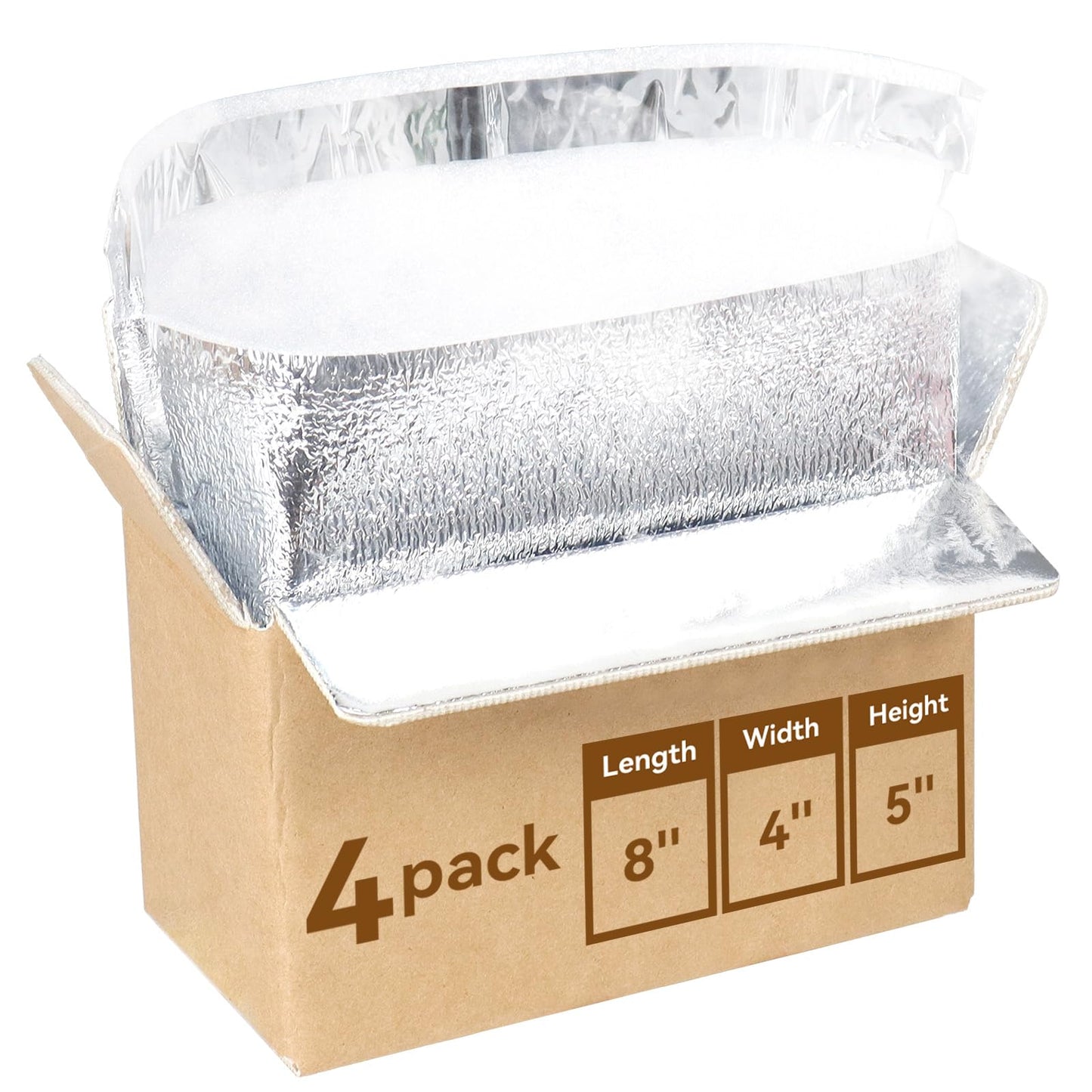 8x4x5 Inch Insulated Shipping Box with Aluminum Foil Liner, 6 Pack Cold Shipping Boxes with Aluminum Foil Insulated Bag, Insulated Boxes for Cold Shipping, Frozen Food